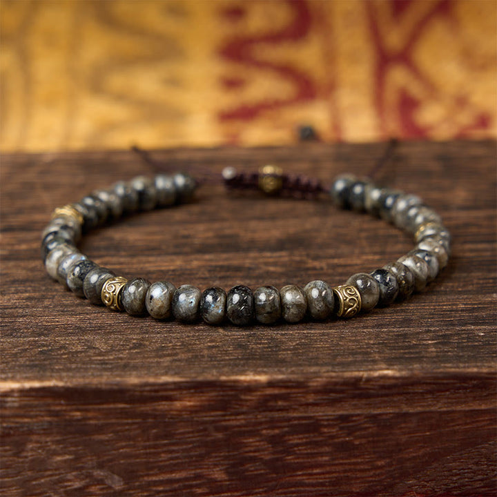 Buddha Stones Pulsera de intuición con cuentas de ábaco vintage y piedra lunar negra - image 2
