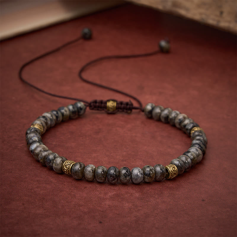 Buddha Stones Pulsera de intuición con cuentas de ábaco vintage y piedra lunar negra - image 3