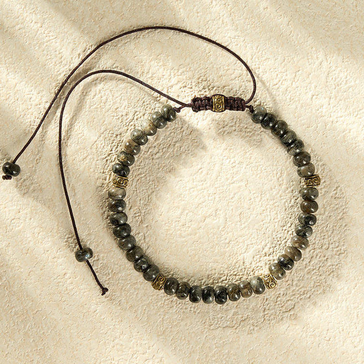 Buddha Stones Pulsera de intuición con cuentas de ábaco vintage y piedra lunar negra - image 8