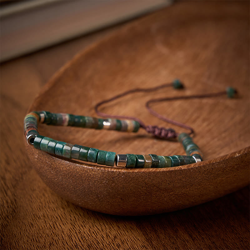 Buddha Stones Pulsera de cuentas de equilibrio trenzadas de ágata natural india - image 3
