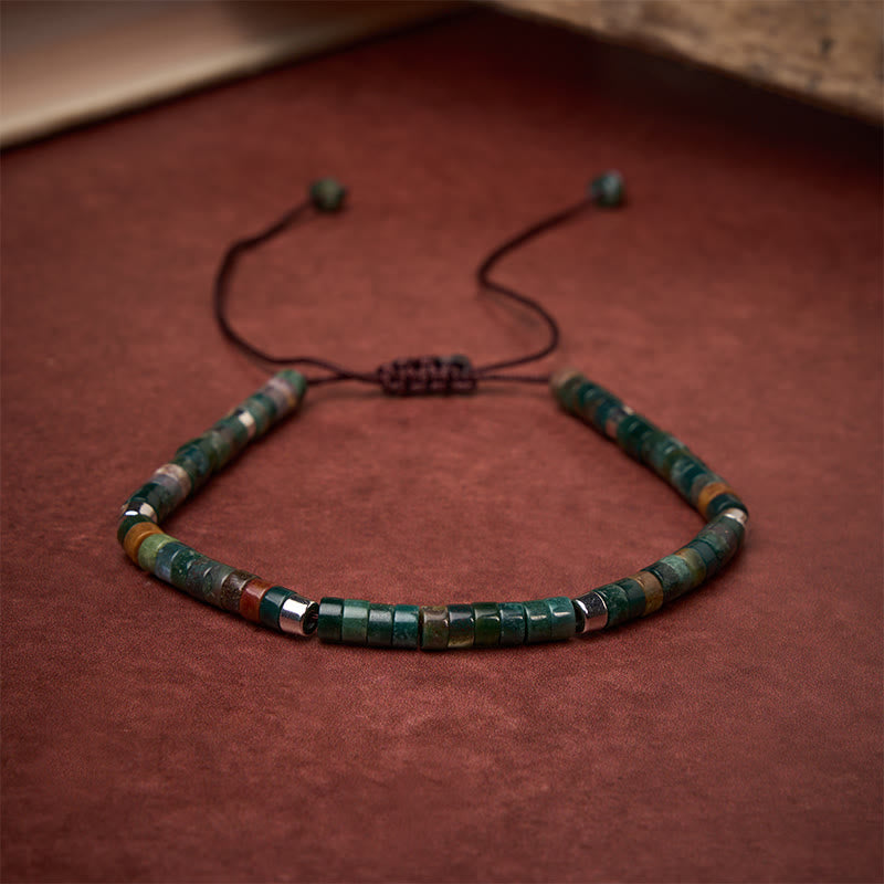 Buddha Stones Pulsera de cuentas de equilibrio trenzadas de ágata natural india - image 1