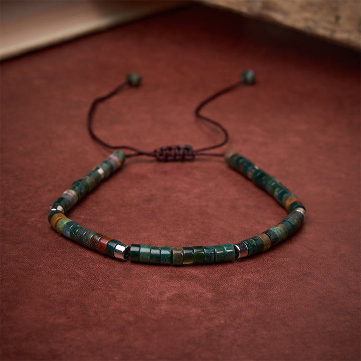 Buddha Stones Pulsera de cuentas de equilibrio trenzadas de ágata natural india - image 1