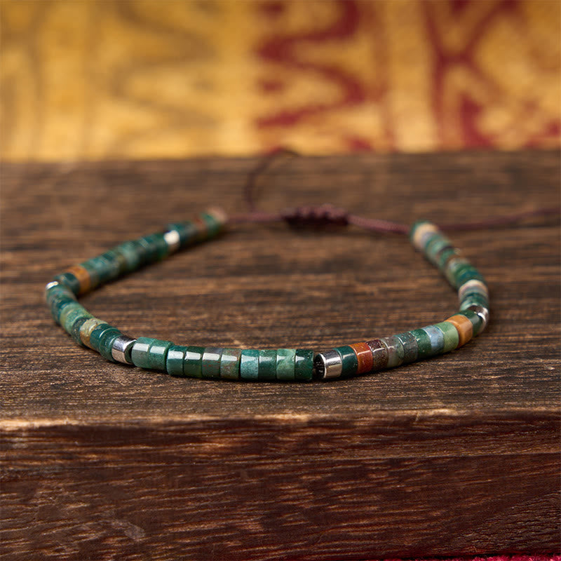 Buddha Stones Pulsera de cuentas de equilibrio trenzadas de ágata natural india - image 2