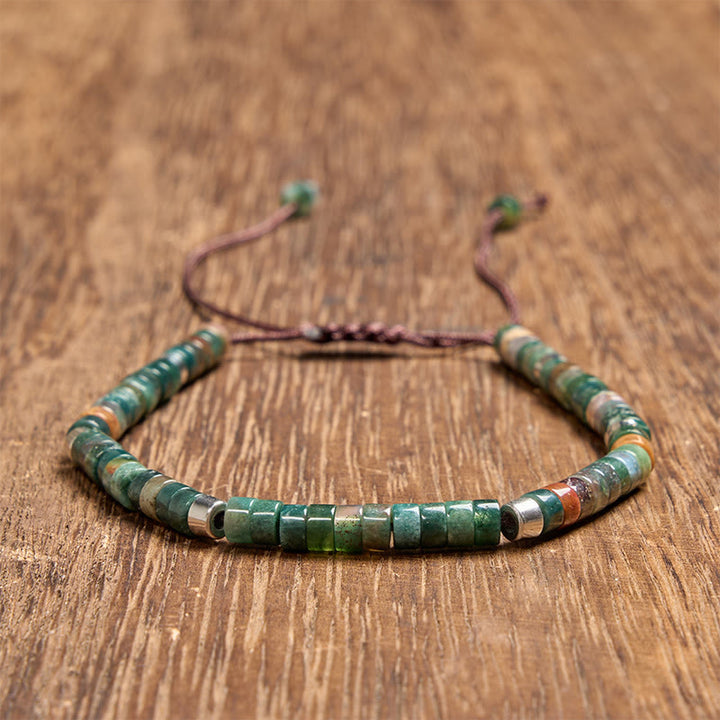 Buddha Stones Pulsera de cuentas de equilibrio trenzadas de ágata natural india - Ágata india (circunferencia de la muñeca: 16-17 cm) - image 0