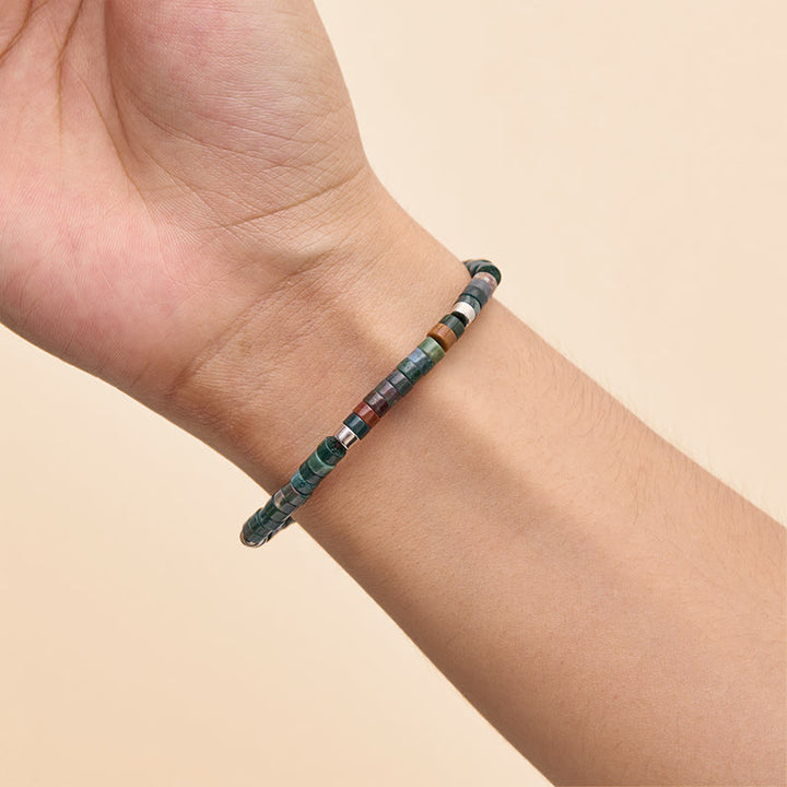 Buddha Stones Pulsera de cuentas de equilibrio trenzadas de ágata natural india - image 8