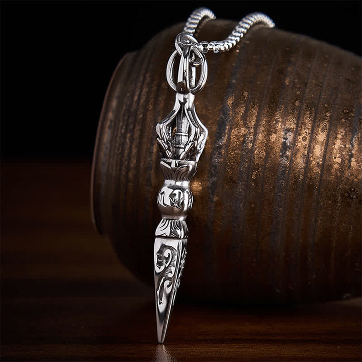 Buddha Stones Collar con colgante vintage de acero de titanio con vajra de poder espiritual. - image 1