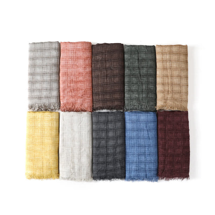 Buddha Stones Bufanda drapeada para hombre, con textura a cuadros, ideal para primavera y otoño. - image 13