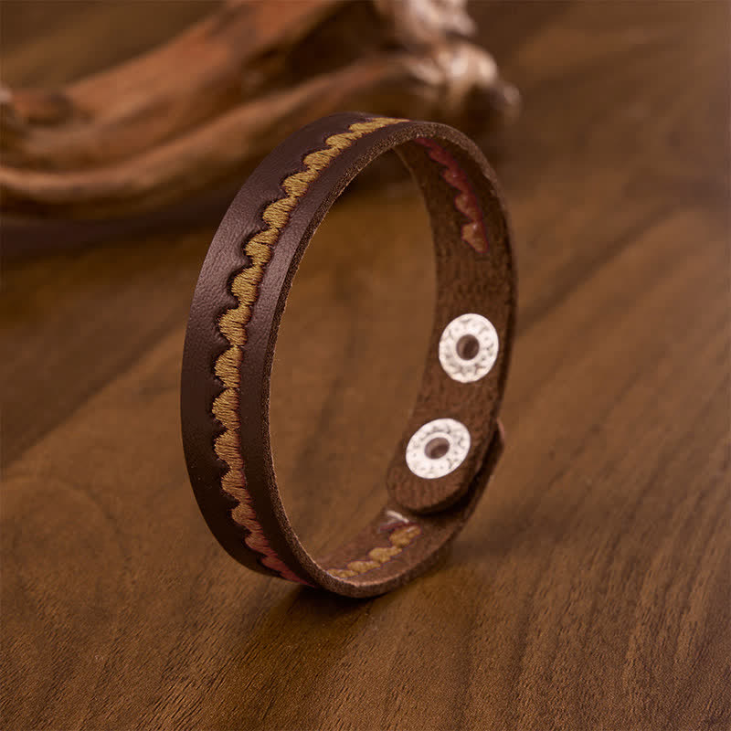 Buddha Stones Pulsera ajustable de cuero con hebilla protectora bordada en forma de corazón - Marrón (Circunferencia de la muñeca: aprox. 6,7–7,5 pulgadas / 17–19 cm) - image 22