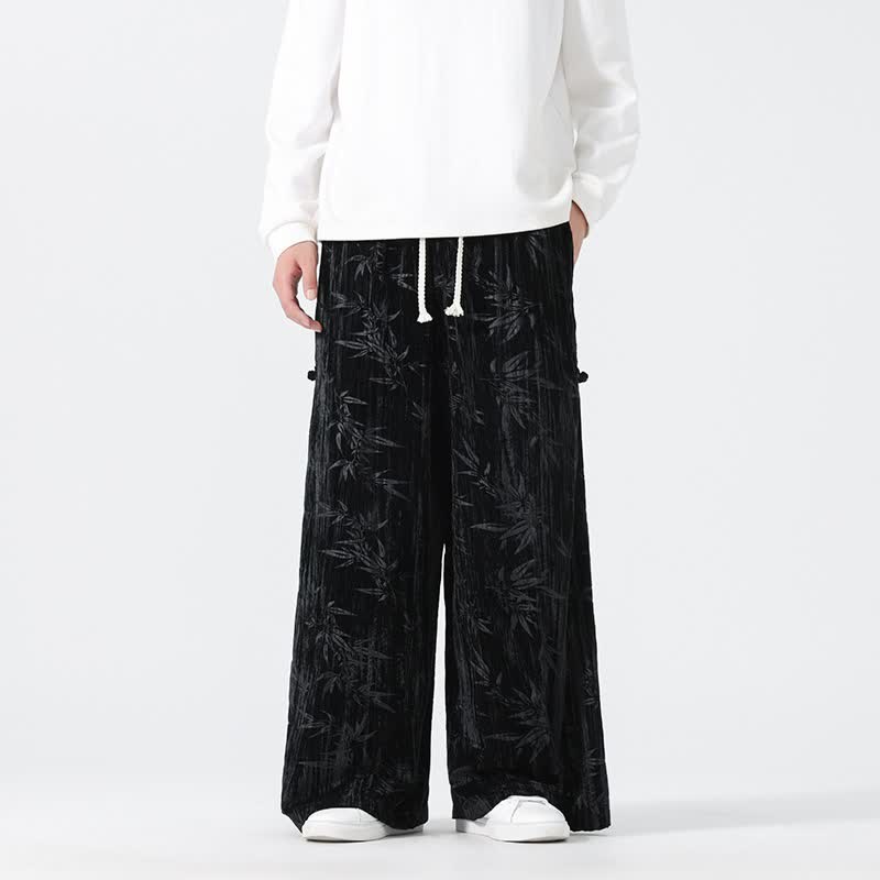 Buddha Stones Pantalones largos de bambú con cordón ajustable, estilo boho casual para otoño/invierno, corte recto y bolsillos. - Negro - US/UK/AU44, EU54 (4XL) - image 10