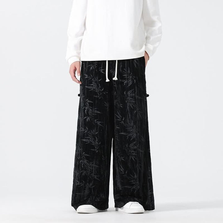 Buddha Stones Pantalones largos de bambú con cordón ajustable, estilo boho casual para otoño/invierno, corte recto y bolsillos. - Negro - US/UK/AU44, EU54 (4XL) - image 10
