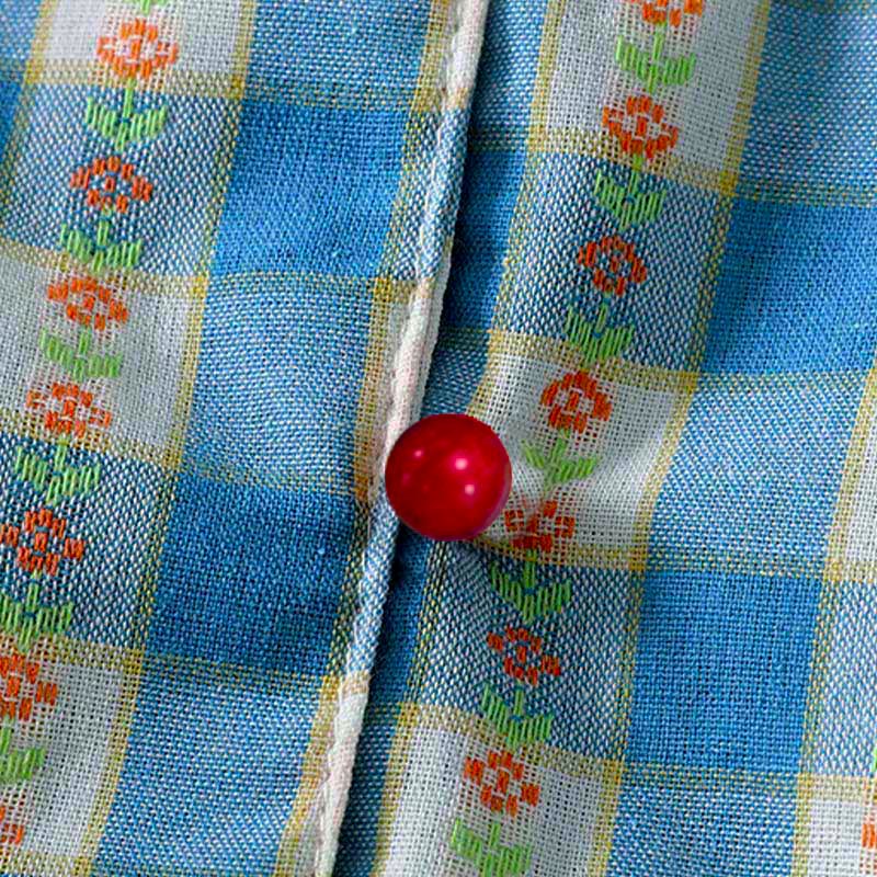 Buddha Stones Vestido de verano sin mangas para mujer con botones, cordón ajustable y estampado de cuadros vichy, con bolsillos. - image 9