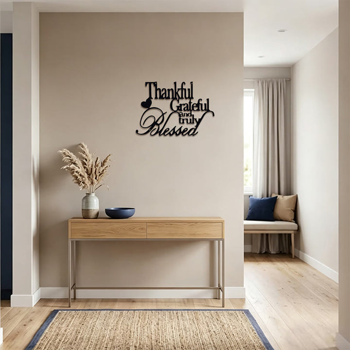 Buddha Stones Agradecido, verdaderamente bendecido, decoración de pared de metal negro mate - image 14