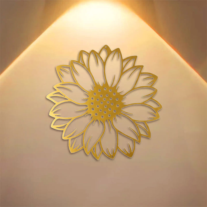 Buddha Stones Decoración de pared redonda de metal de hierro con diseño floral de girasol. - image 17