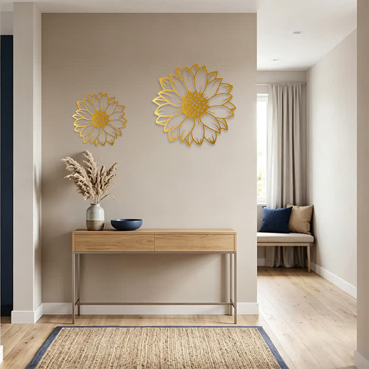 Buddha Stones Decoración de pared redonda de metal de hierro con diseño floral de girasol. - image 33