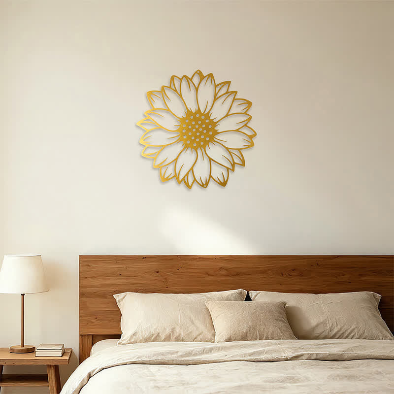 Buddha Stones Decoración de pared redonda de metal de hierro con diseño floral de girasol. - image 29