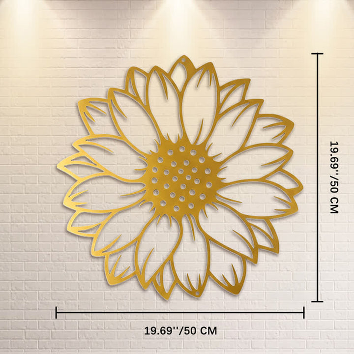 Buddha Stones Decoración de pared redonda de metal de hierro con diseño floral de girasol. - Oro - Aprox. 50 cm x 50 cm x 0,12 cm / 19,69 pulgadas x 19,69 pulgadas x 0,05 pulgadas - image 28
