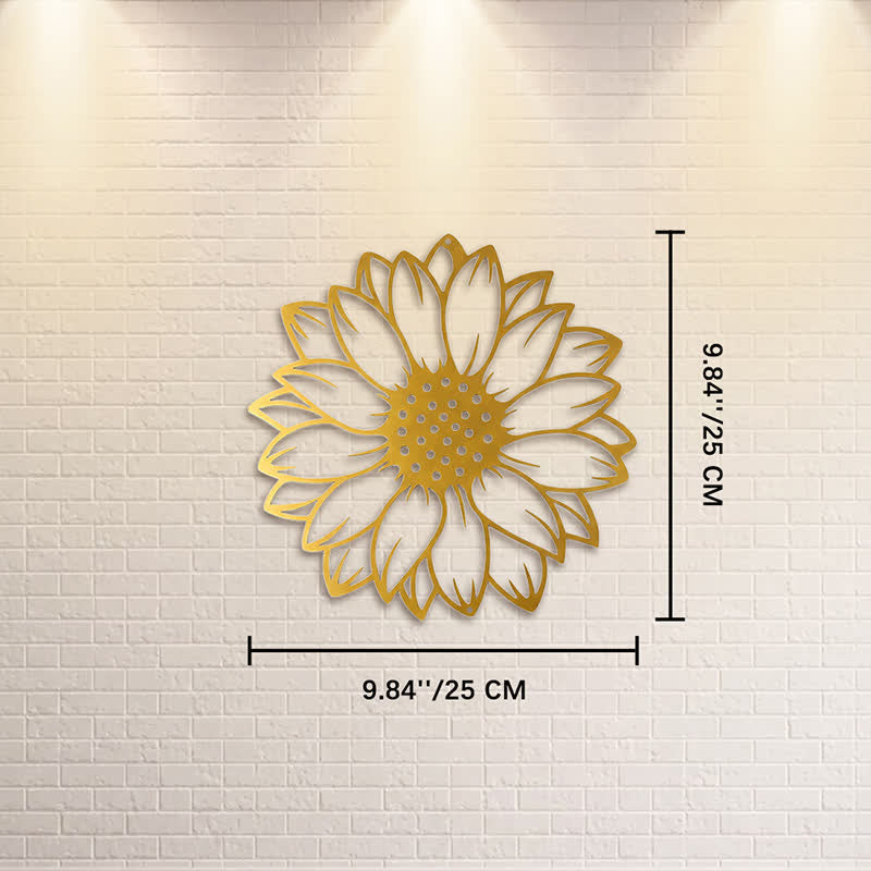 Buddha Stones Decoración de pared redonda de metal de hierro con diseño floral de girasol. - Oro - Aprox. 25 cm x 25 cm x 0,1 cm / 9,84 pulgadas x 9,84 pulgadas x 0,04 pulgadas - image 19