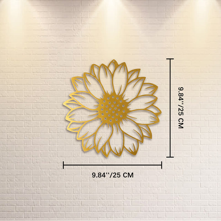 Buddha Stones Decoración de pared redonda de metal de hierro con diseño floral de girasol. - Oro - Aprox. 25 cm x 25 cm x 0,1 cm / 9,84 pulgadas x 9,84 pulgadas x 0,04 pulgadas - image 19