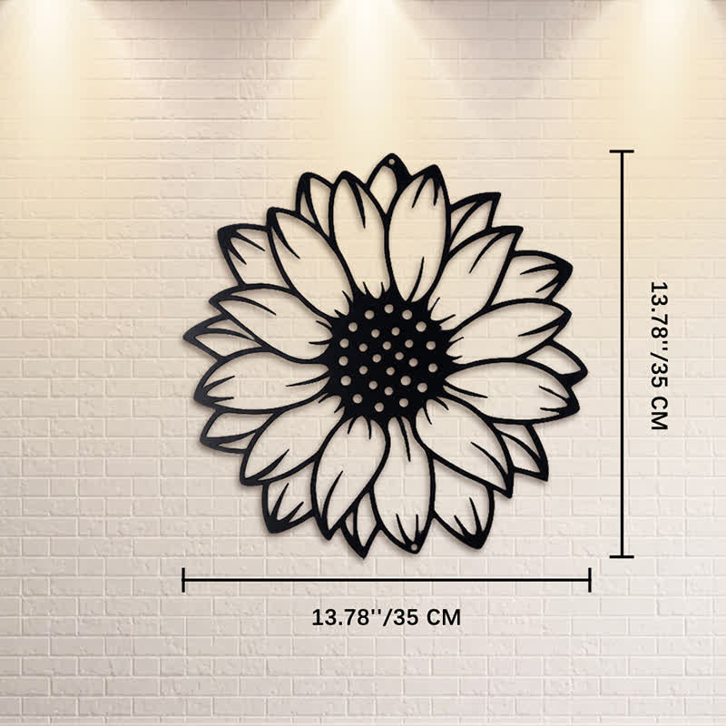 Buddha Stones Decoración de pared redonda de metal de hierro con diseño floral de girasol. - Negro - Aprox. 35 cm x 35 cm x 0,1 cm / 13,78 pulgadas x 13,78 pulgadas x 0,04 pulgadas - image 6