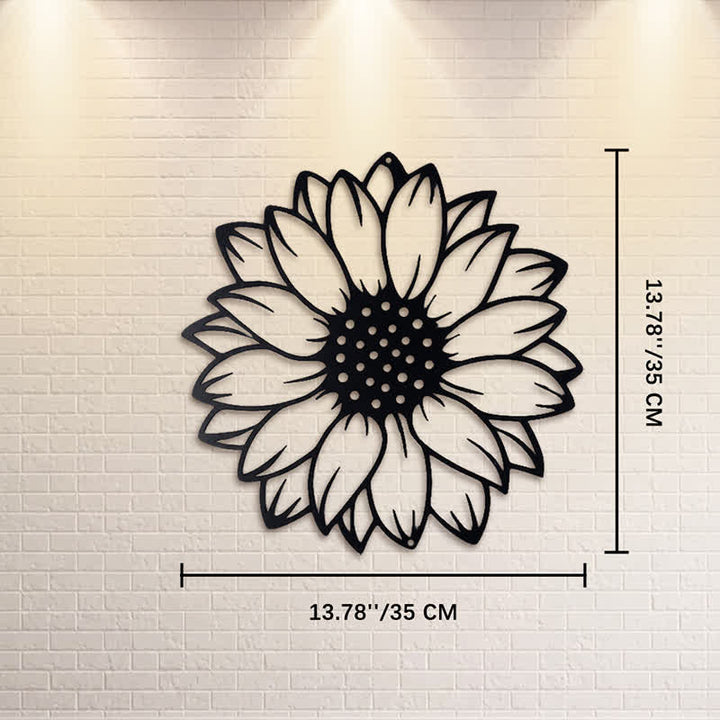 Buddha Stones Decoración de pared redonda de metal de hierro con diseño floral de girasol. - Negro - Aprox. 35 cm x 35 cm x 0,1 cm / 13,78 pulgadas x 13,78 pulgadas x 0,04 pulgadas - image 6