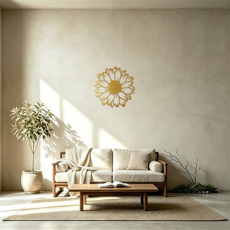 Buddha Stones Decoración de pared redonda de metal de hierro con diseño floral de girasol. - image 31