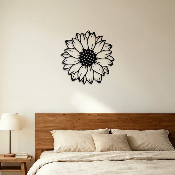 Buddha Stones Decoración de pared redonda de metal de hierro con diseño floral de girasol. - image 12