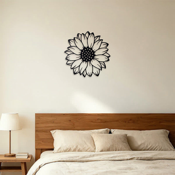 Buddha Stones Decoración de pared redonda de metal de hierro con diseño floral de girasol. - image 10