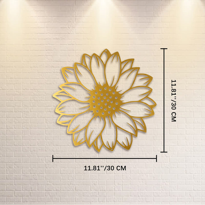 Buddha Stones Decoración de pared redonda de metal de hierro con diseño floral de girasol. - Oro - Aprox. 30 cm x 30 cm x 0,1 cm / 11,81 pulgadas x 11,81 pulgadas x 0,04 pulgadas - image 21