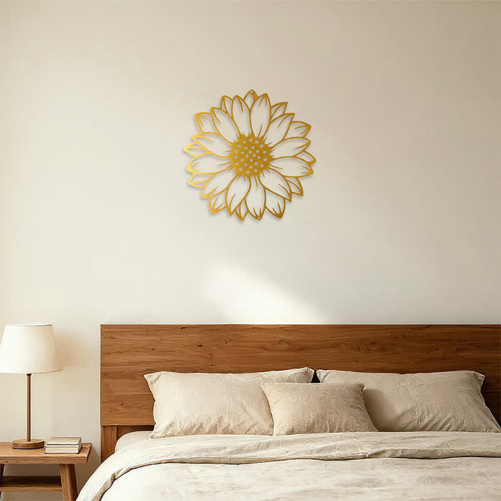 Buddha Stones Decoración de pared redonda de metal de hierro con diseño floral de girasol. - image 27