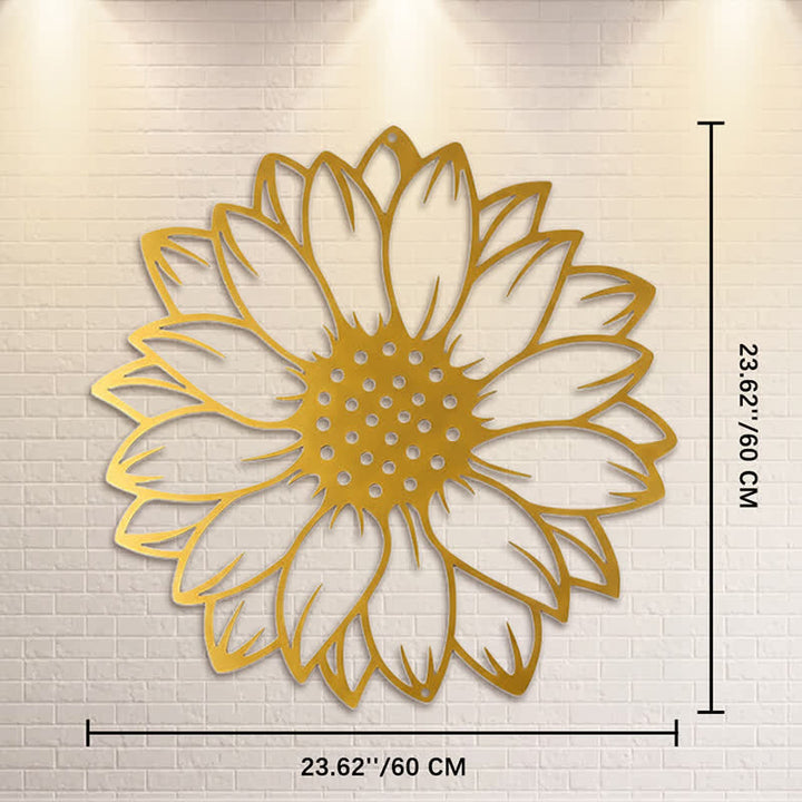 Buddha Stones Decoración de pared redonda de metal de hierro con diseño floral de girasol. - Oro - Aprox. 60 cm x 60 cm x 0,12 cm / 23,62 pulgadas x 23,62 pulgadas x 0,05 pulgadas - image 30