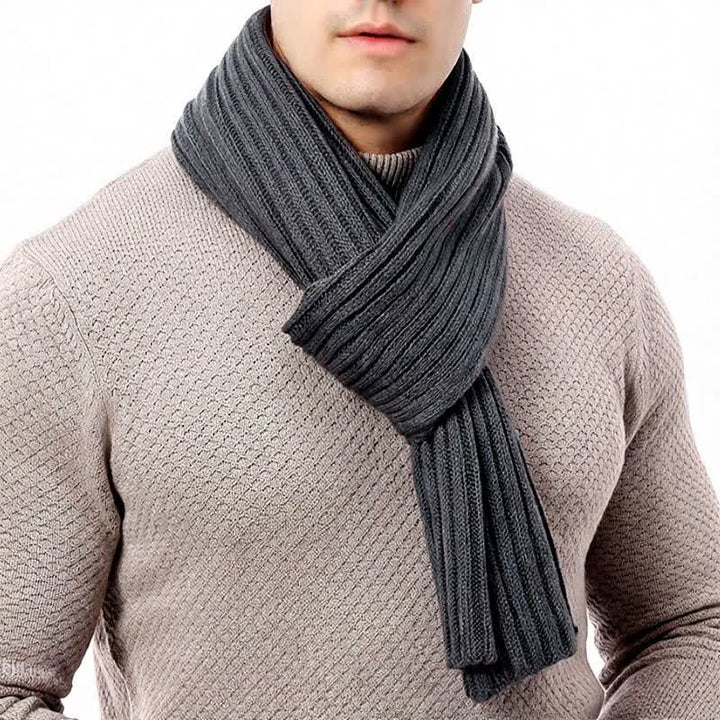 Buddha Stones Bufanda larga de punto acanalado para hombre, estilo clásico de otoño/invierno. - image 10