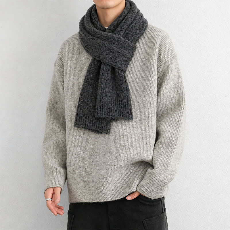 Buddha Stones Bufanda clásica de punto trenzado para hombre, ideal para otoño e invierno. - image 19