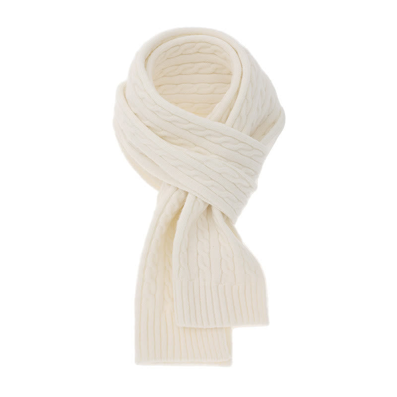 Buddha Stones Bufanda clásica de punto trenzado para hombre, ideal para otoño e invierno. - Marfil - image 22
