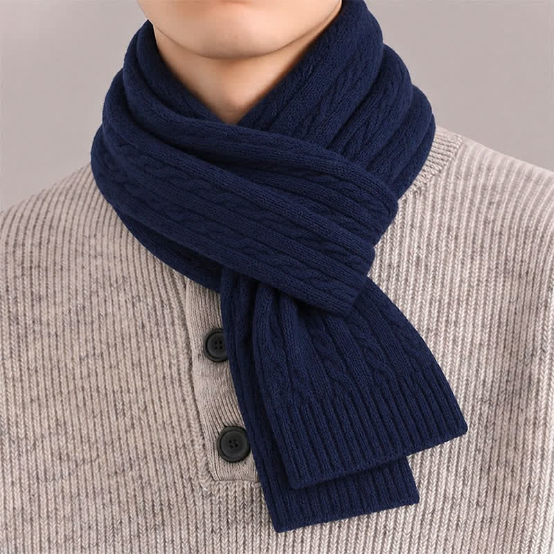 Buddha Stones Bufanda clásica de punto trenzado para hombre, ideal para otoño e invierno. - image 5