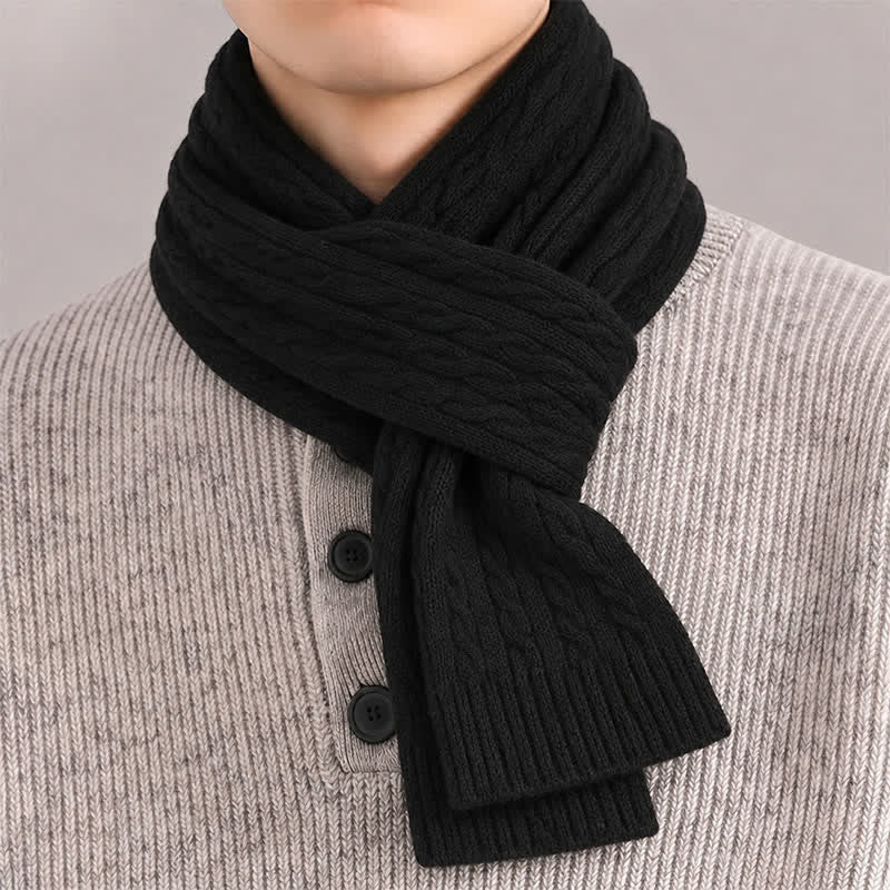 Buddha Stones Bufanda clásica de punto trenzado para hombre, ideal para otoño e invierno. - image 7