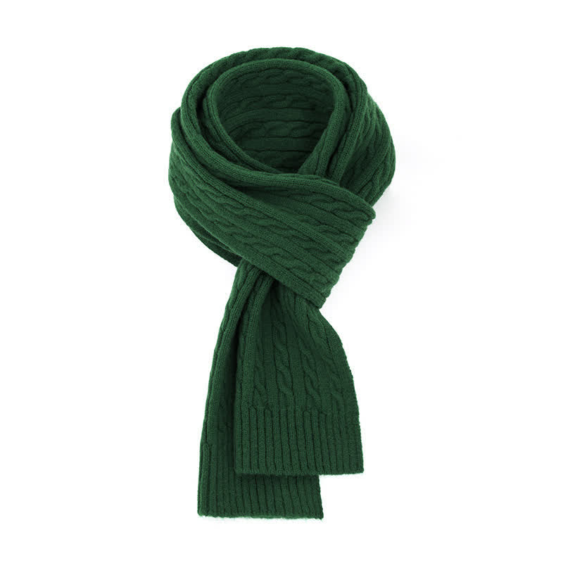 Buddha Stones Bufanda clásica de punto trenzado para hombre, ideal para otoño e invierno. - Verde bosque - image 2