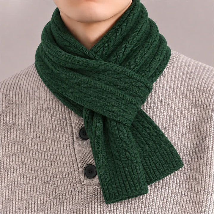 Buddha Stones Bufanda clásica de punto trenzado para hombre, ideal para otoño e invierno. - image 3