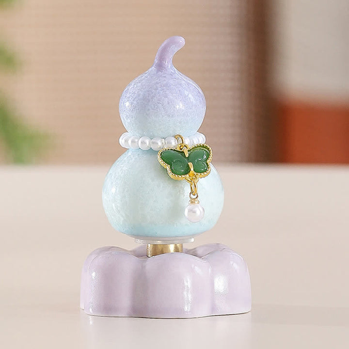 Buddha Stones Decoración giratoria de cerámica con forma de calabaza mariposa para un estilo de vida consciente. - Calabaza morada + Mariposa verde oscuro + Base morada - image 14