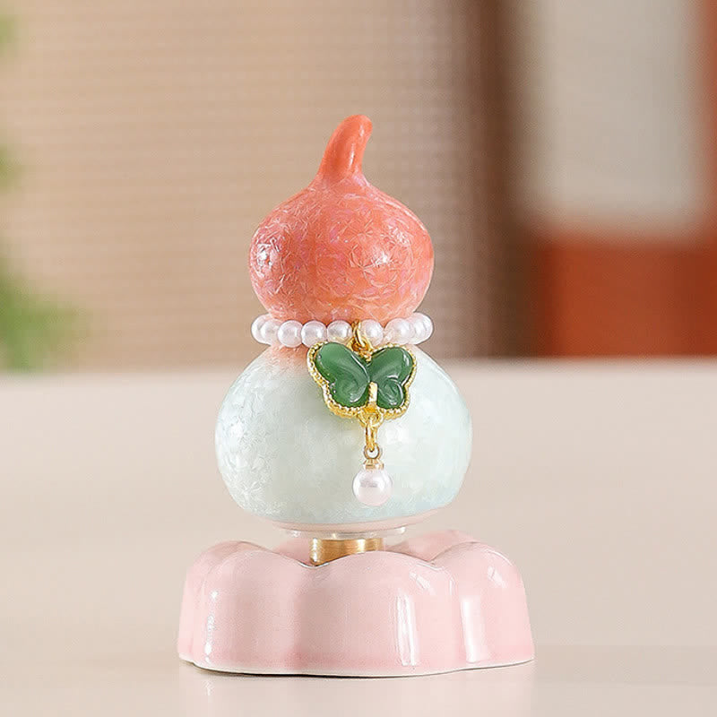 Buddha Stones Decoración giratoria de cerámica con forma de calabaza mariposa para un estilo de vida consciente. - Naranja calabaza + Mariposa verde oscuro + Base rosa - image 15