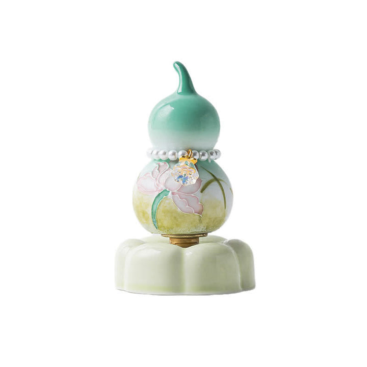 Buddha Stones Decoración para mascotas: calabaza de té de loto verde de cerámica pintada a mano, ideal para un estilo de vida consciente. - image 9