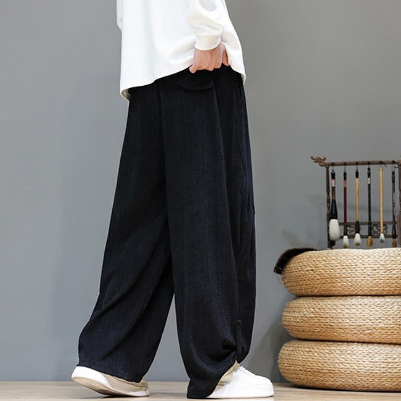 Buddha Stones Pantalones largos de pana estilo boho casual de otoño/invierno con cordón ajustable, color liso, para hombre, con bolsillos. - image 17