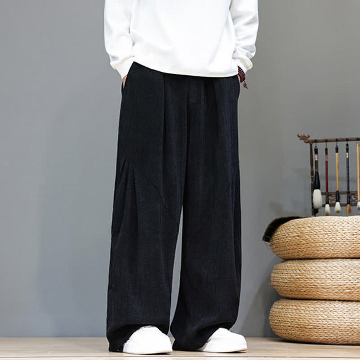 Buddha Stones Pantalones largos de pana estilo boho casual de otoño/invierno con cordón ajustable, color liso, para hombre, con bolsillos. - image 18