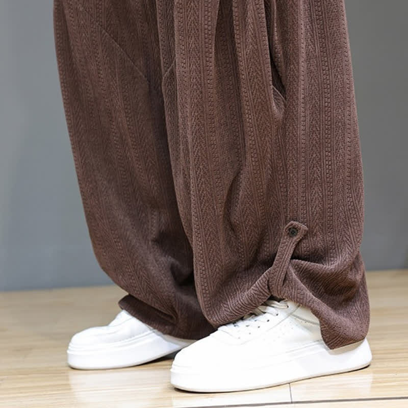 Buddha Stones Pantalones largos de pana estilo boho casual de otoño/invierno con cordón ajustable, color liso, para hombre, con bolsillos. - image 12