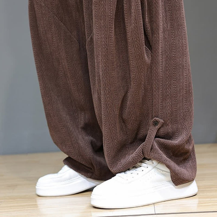 Buddha Stones Pantalones largos de pana estilo boho casual de otoño/invierno con cordón ajustable, color liso, para hombre, con bolsillos. - image 12