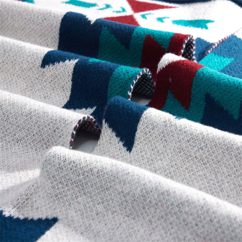 Buddha Stones Chal de punto con borlas geométricas estilo boho para mujer, ideal para primavera y otoño. - image 2