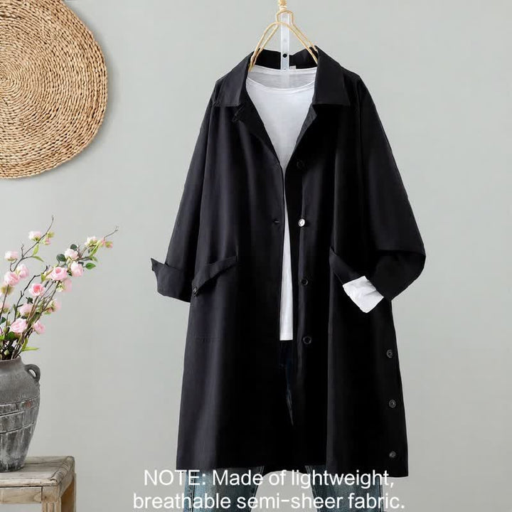 Chaqueta de mujer minimalista informal con botones y estampado de Buddha Stones, ideal para primavera y otoño. - image 12