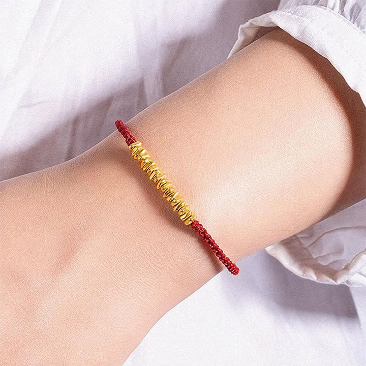 Pulsera trenzada de protección hecha a mano con diseño de pequeñas piezas de oro 999 y Buddha Stones - image 11