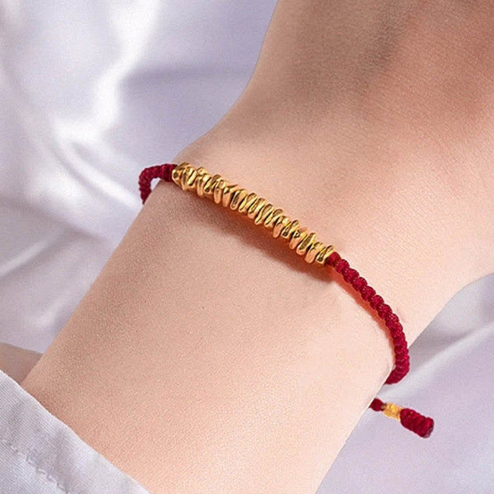 Pulsera trenzada de protección hecha a mano con diseño de pequeñas piezas de oro 999 y Buddha Stones - image 10