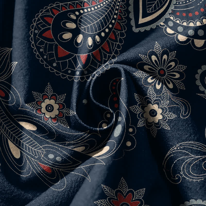 Buddha Stones Pantalones harem para hombre de algodón puro con estampado étnico floral paisley, cordón ajustable y bolsillos. - image 5