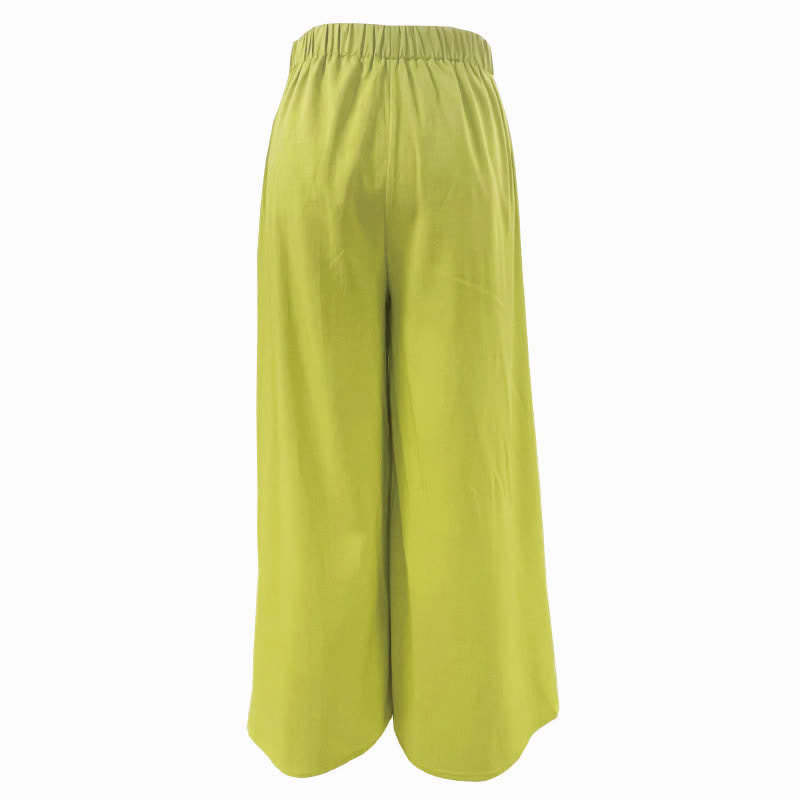 Pantalones de mujer de pierna ancha con cordón ajustable y bolsillos, estilo retro informal de primavera con estampado de Buddha Stones . - image 7